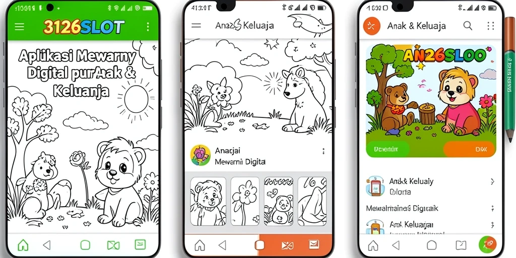Antarmuka mewarnai digital yang menarik dan interaktif.
