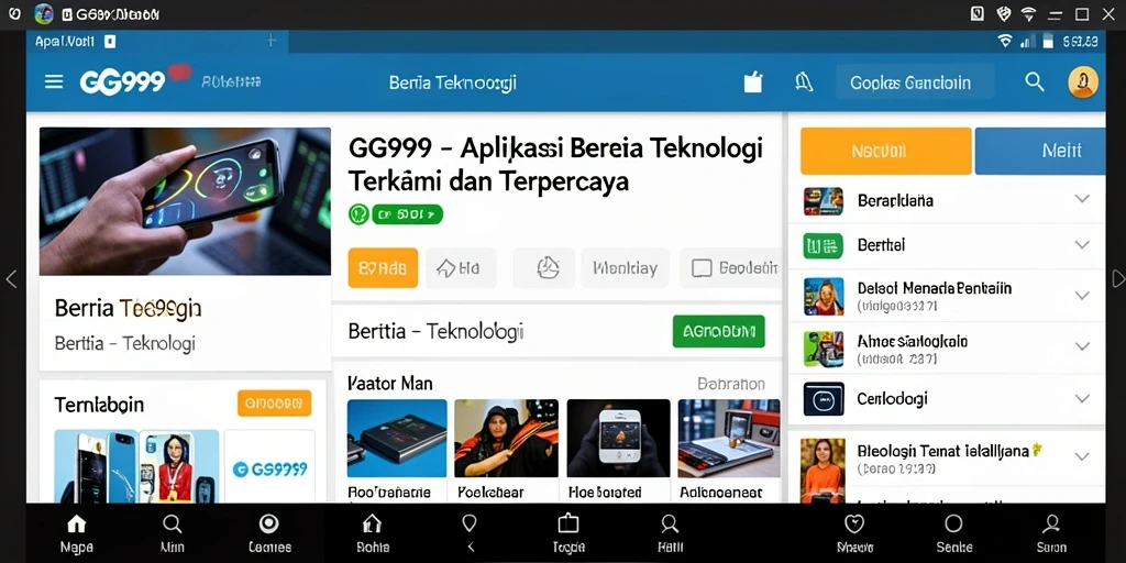 Tampilan antarmuka aplikasi GG999 dengan berita teknologi terbaru.