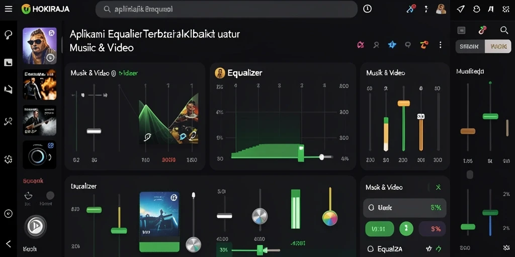 Antarmuka HOKIRAJA dengan pengaturan equalizer yang mudah diakses.