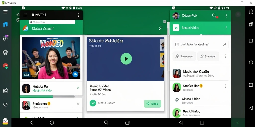 Tampilan aplikasi IDNSERU dengan pilihan video Status WA.