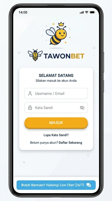 Tampilan halaman login tawonbet