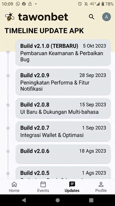 Tampilan riwayat versi tawonbet